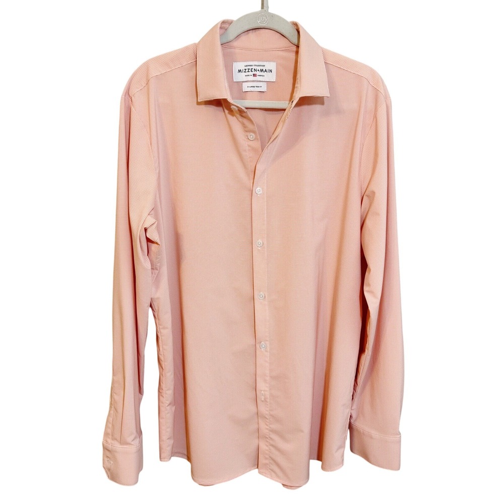 Mizzen + Main Leeward Collection Orange Gingham Trim Fit Button Down Shirt XL